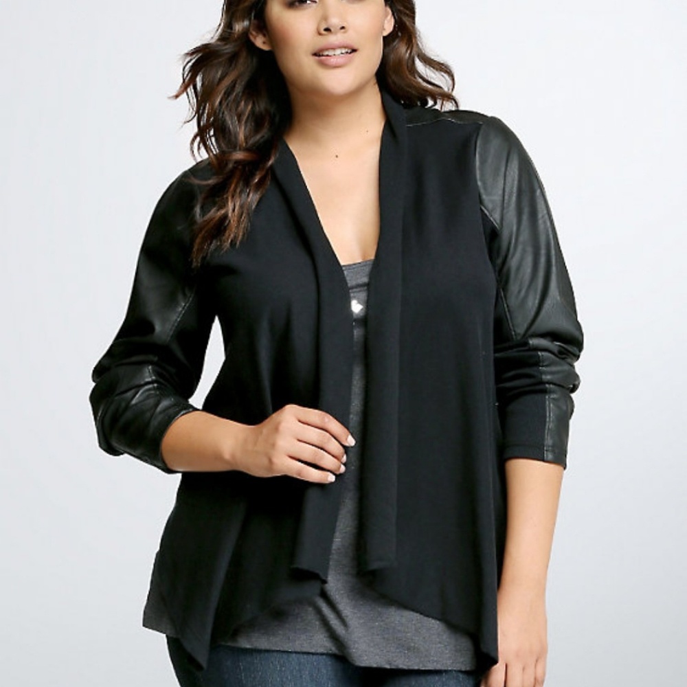 Drape Front Faux Leather Jacket Torrid